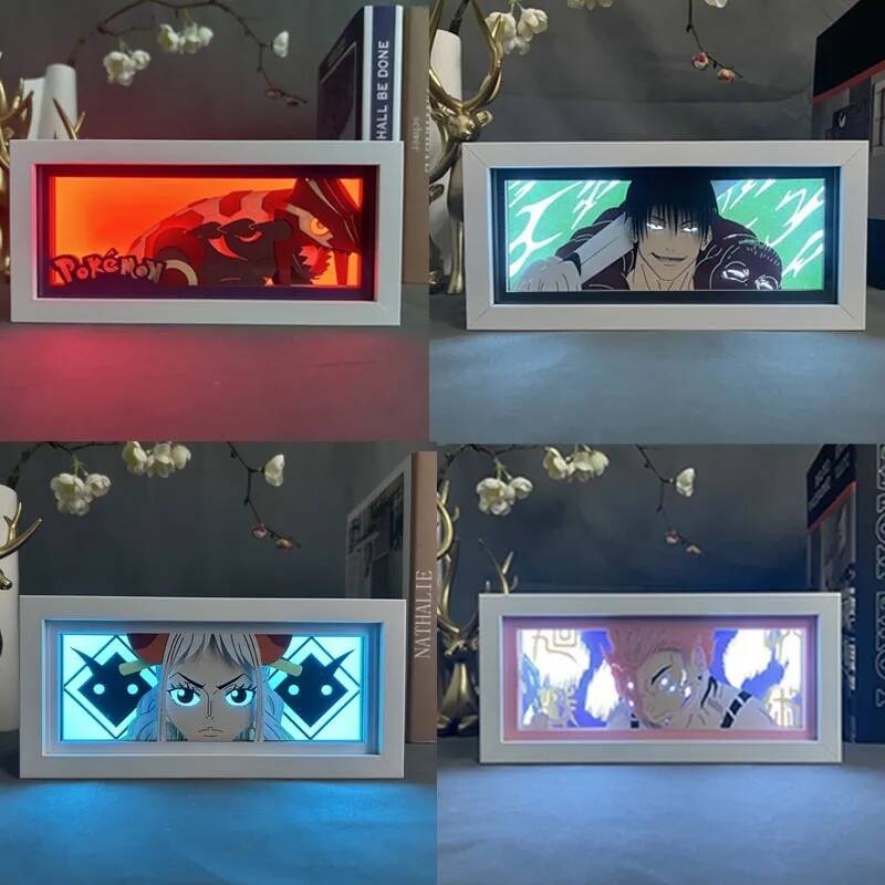 Lighting Room Decor Items - Jujutsu kaisenナイトライト、ペーパーカットライトボックス、アニメペーパーカービングランプ、ルフィLED、部屋の装飾おもちゃ、男の子へのギフト、1個