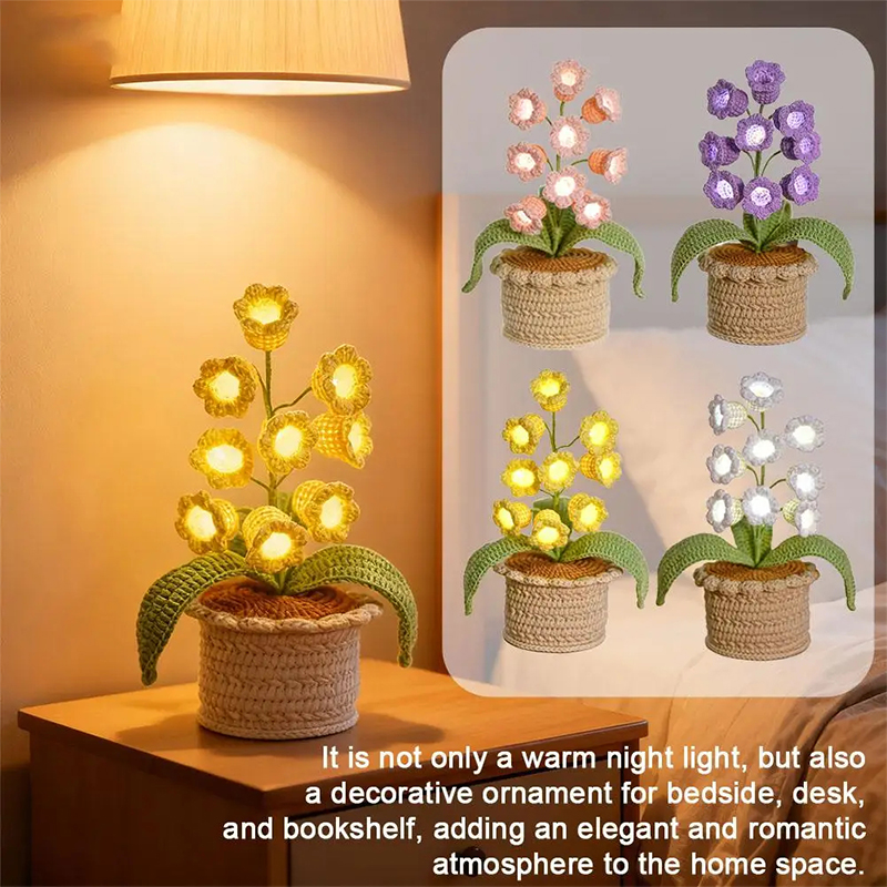 Lighting Home Decor Products - 9つの輝くスズランの鉢植えの装飾品、温かみのある家の装飾、手作りの編み物製品、ベッドサイドのナイトライト、絶妙な贈り物