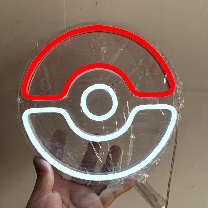 Lighting Room Decor Items - 20×20cm アニメUSBクリエイティブ壁飾り雰囲気発光ポケモンボールネオンライトeスポーツルーム背景壁LED男の子ギフト