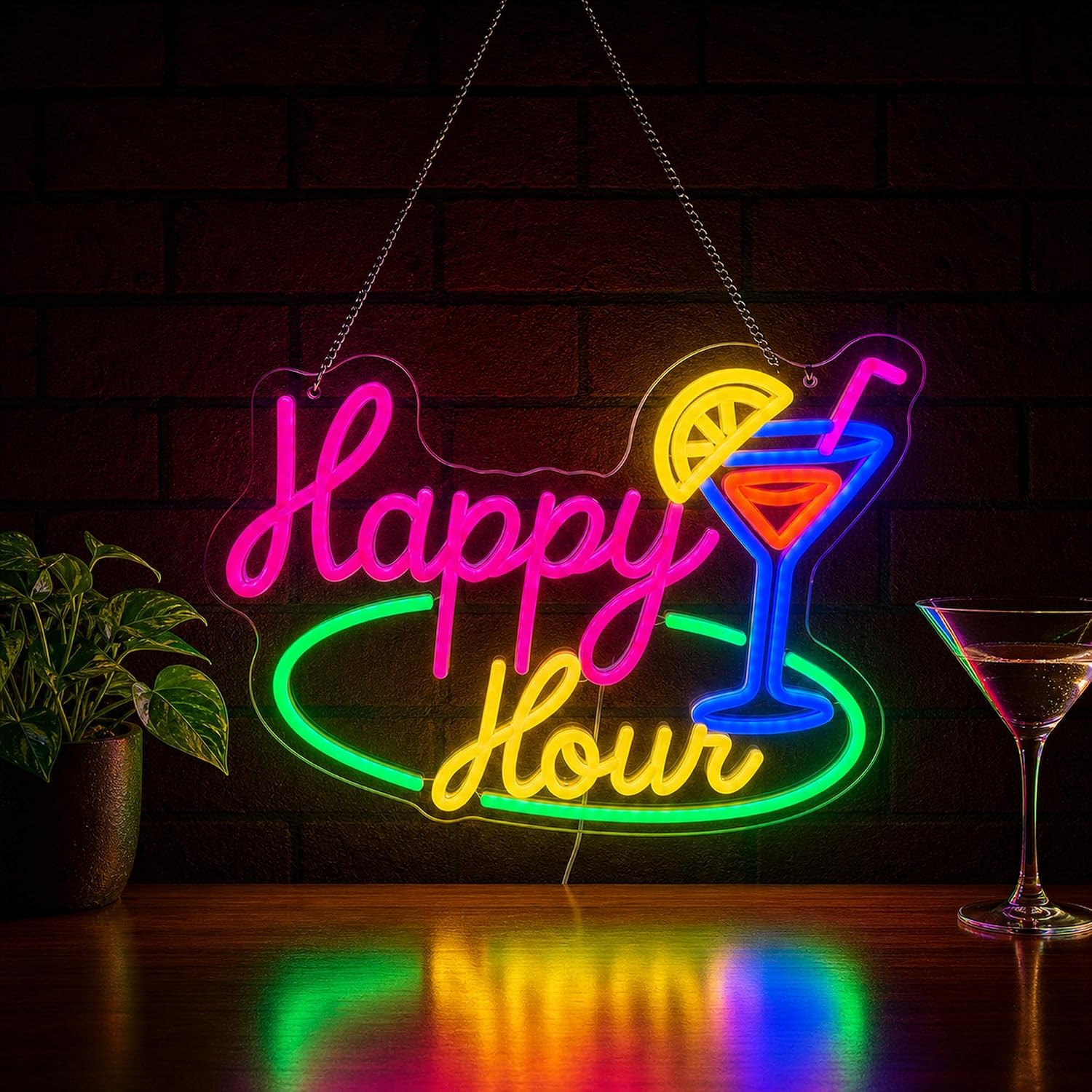 Decor Lighting Opening Hours - ハッピーアワー カクテル LED ネオンサイン 壁掛けネオンライト バー