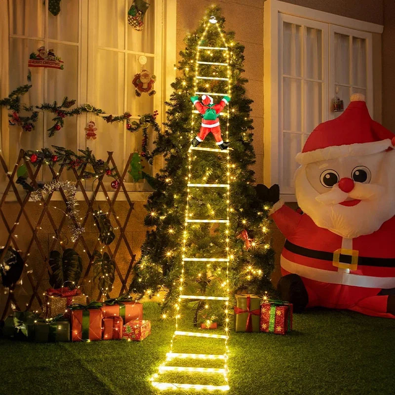 Lighting Decoration Outdoor - LEDクリスマスライト クリスマス装飾用はしご型ライトストリング サンタクロース付き 室内/屋外 窓/庭/クリスマスツリー飾り