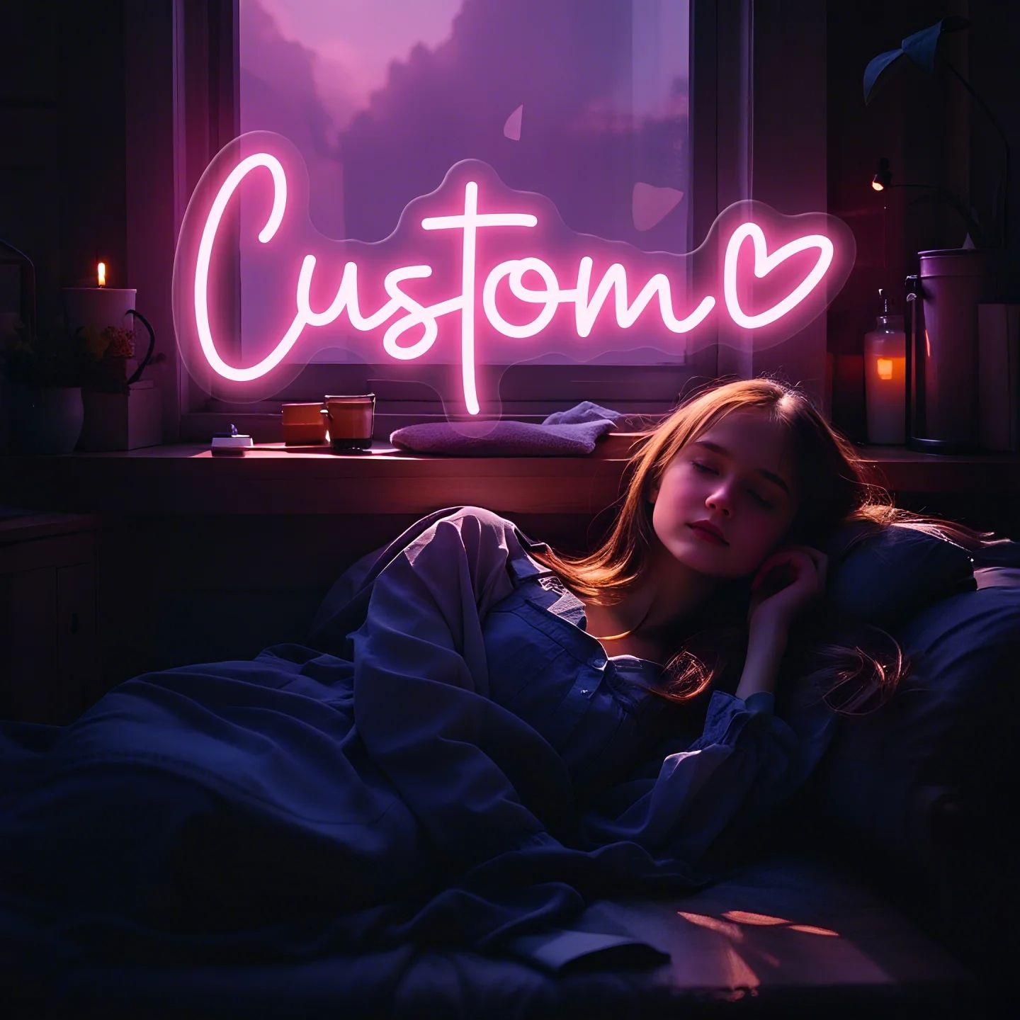 Neon Sign Custom Led - カスタムLEDネオンサイン ハート USB電源 パーソナライズネームサイン 簡単設置 ウォールデコ