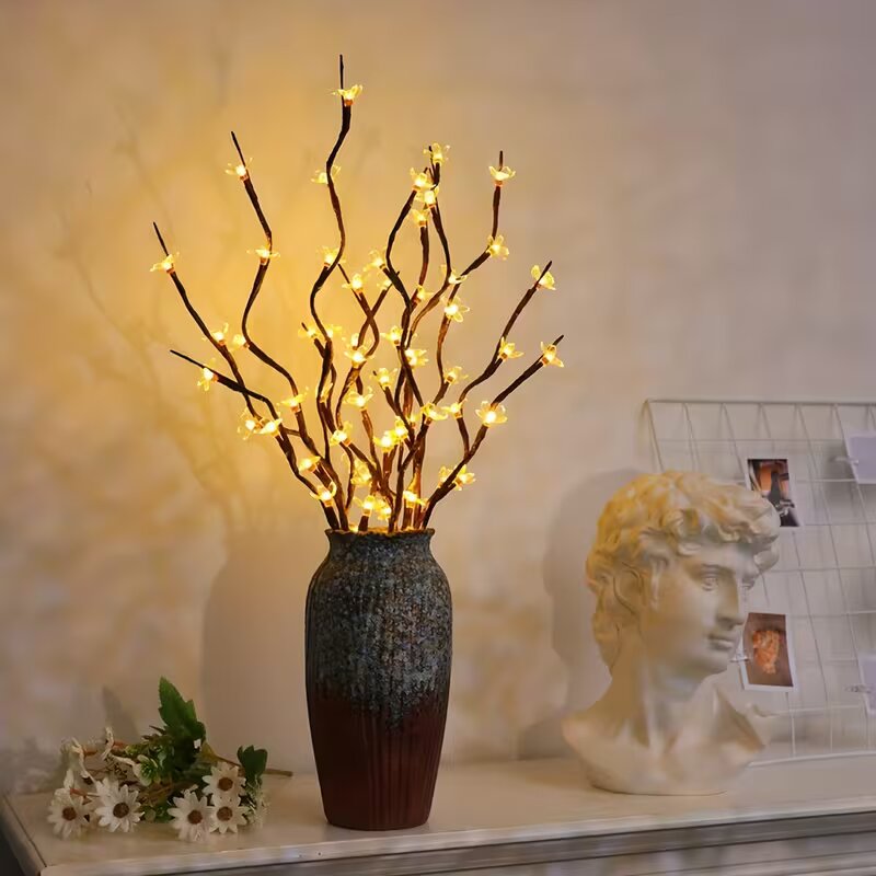 Lighting Decoration Outdoor - 1/2PC 20LED 桜の枝ライト屋内屋外ホームデコレーションランプロマンチックな電池式テーブルライト花瓶用
