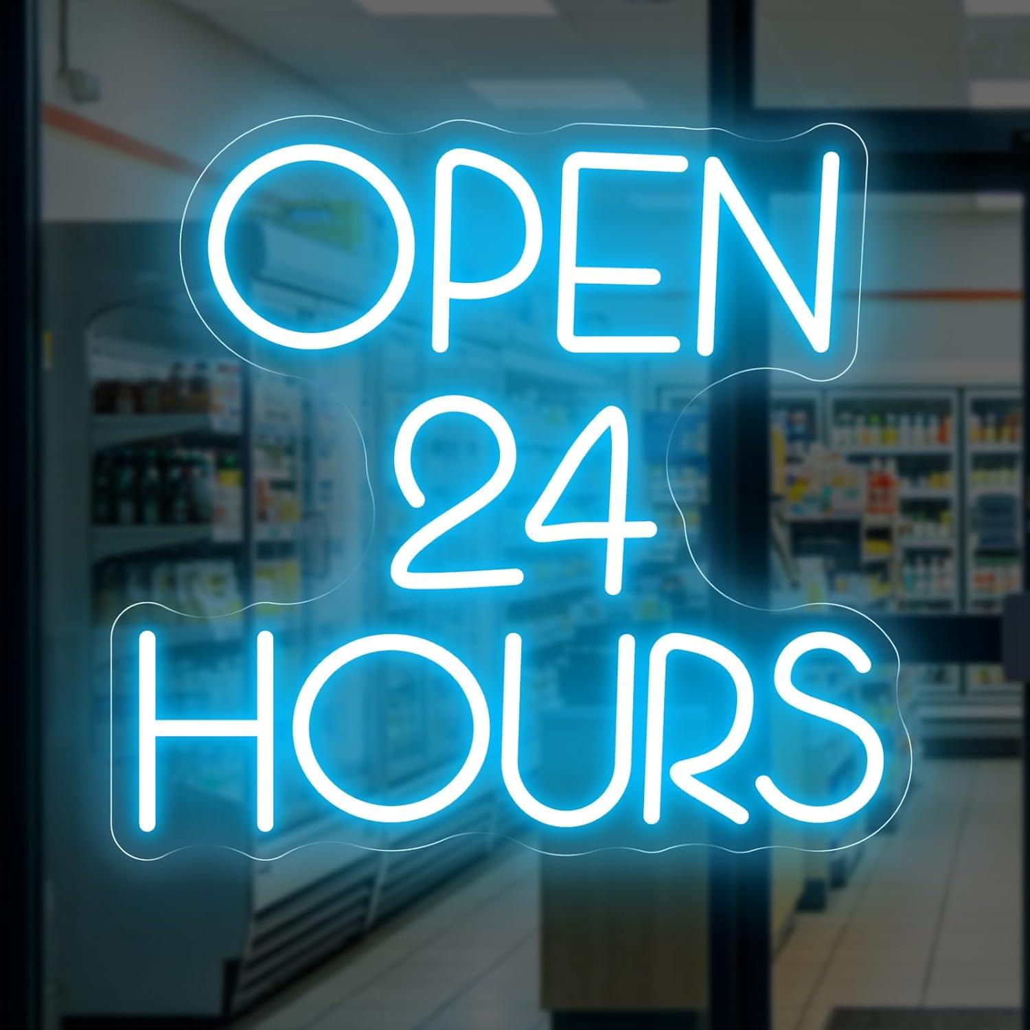 Decor Lighting Opening Hours - 24時間営業のネオンサイン、USB調光式LEDライト、店舗、クラブ、バー、ビジネス、店頭、ウォールアート、ウェルカムデコレーション、ギフト、ナイトライト