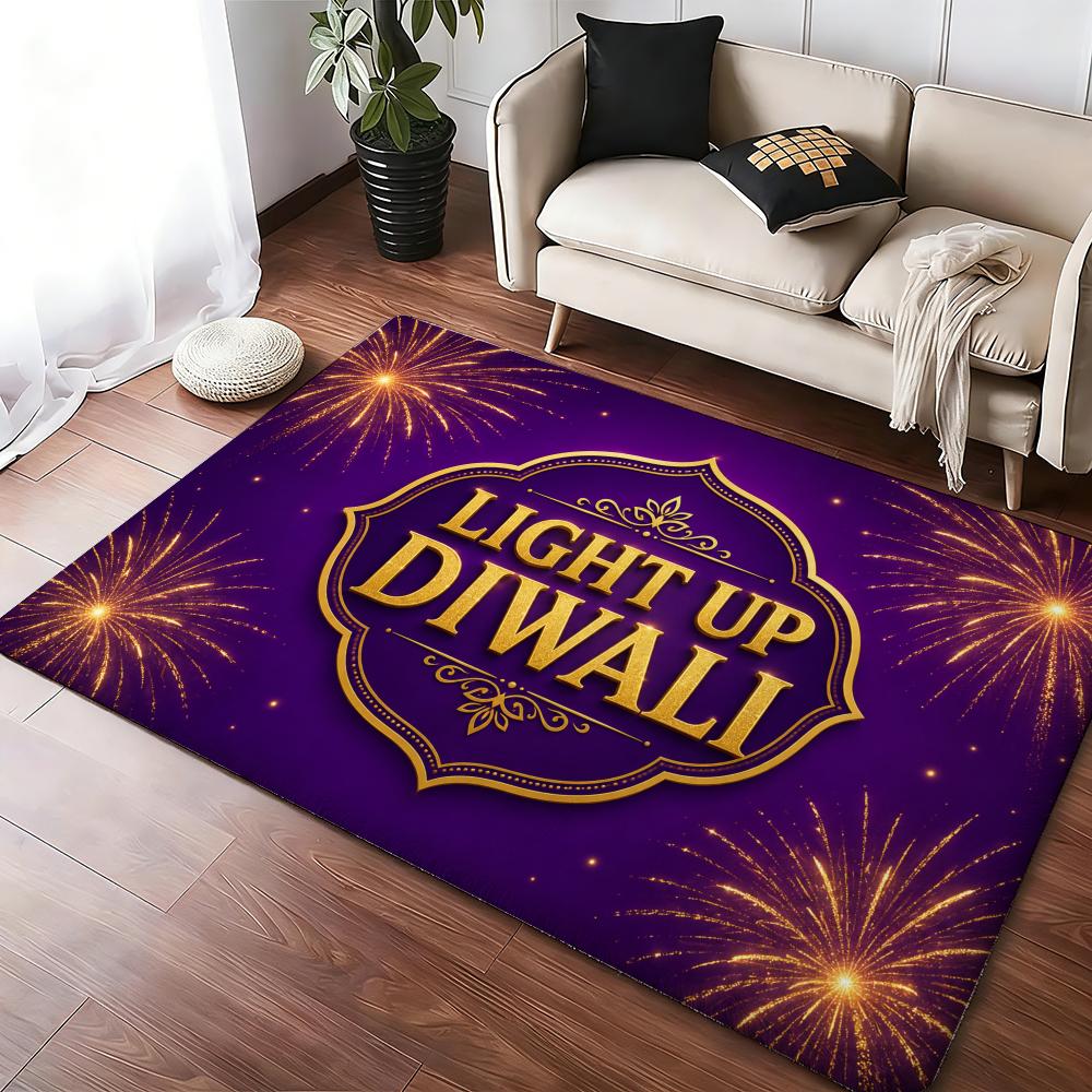 Lighting Decoration For Diwali - ライトアップ ディワリ バナー フロアマット 柔らかく厚みのある吸水性のある滑り止め ベッドルーム