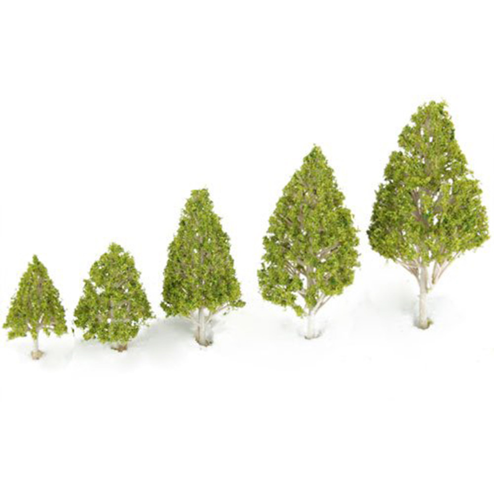 Kitchen Decor Lighting - 5個入り装飾用ホワイトポプラの木、ライトグリーンの葉、プラスチックセメント製、景観装飾、家の机、リビングルーム、キッチン用、ノベルティミニ