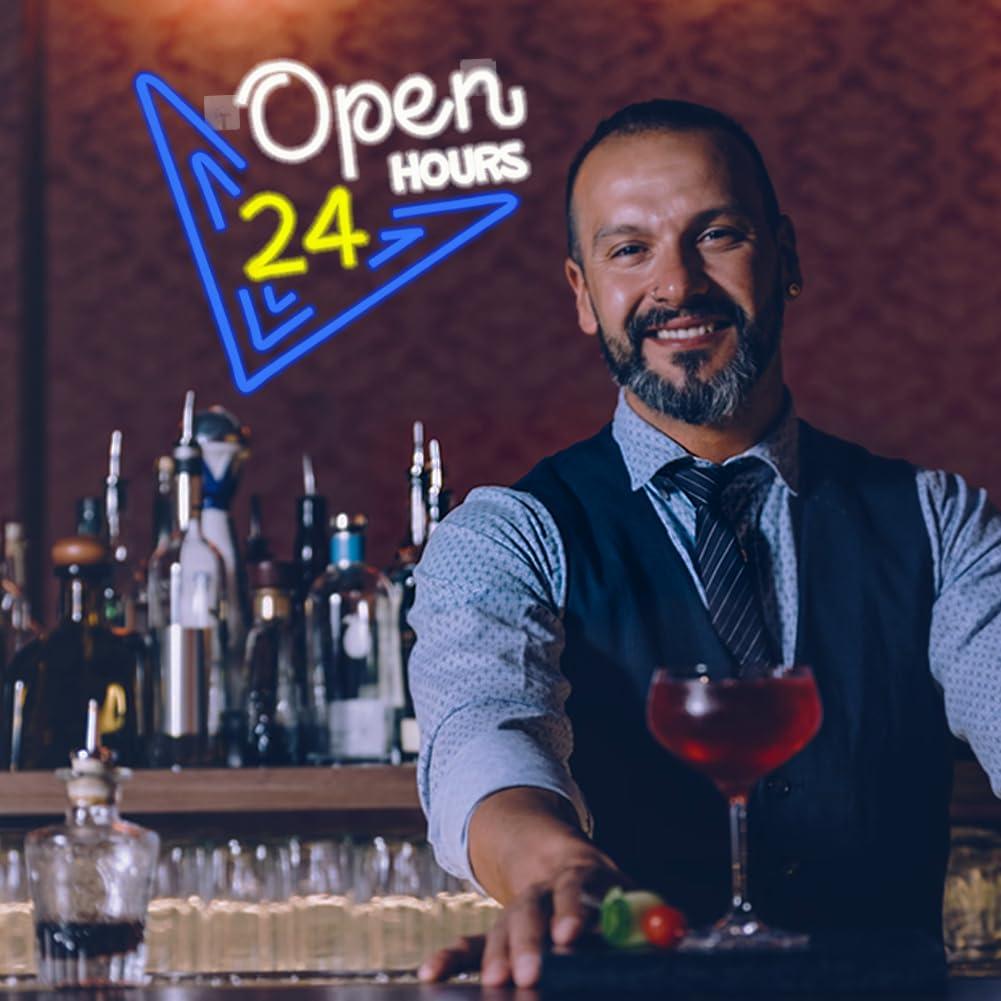 24時間営業のネオンサイン調光可能なLEDライト、バー、コン - Decor Lighting Opening Hours のレビューと価格