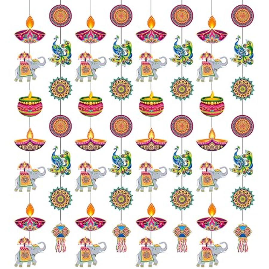 8個入り ハッピーディワリ吊り下げ装飾用品 インドの光の祭り - Lighting Decoration For Diwali のレビューと価格