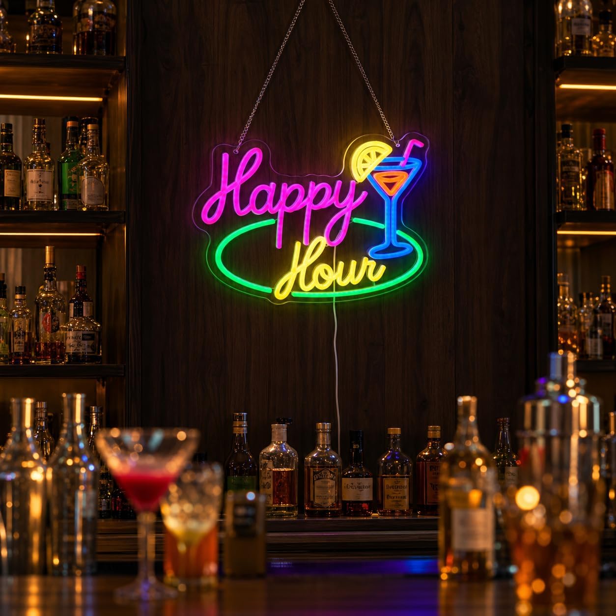 ハッピーアワー カクテル LED ネオンサイン 壁掛けネオン - Decor Lighting Opening Hours のレビューと価格