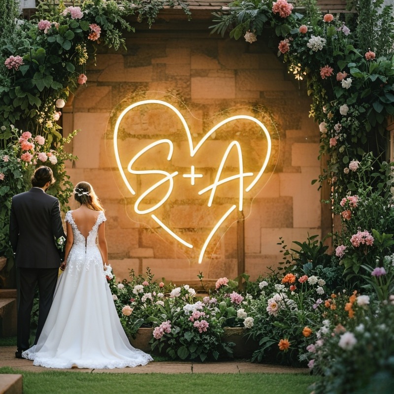 カスタムイニシャルハートLEDネオンサイン、結婚式パーティー - Neon Sign Custom Led のレビューと価格