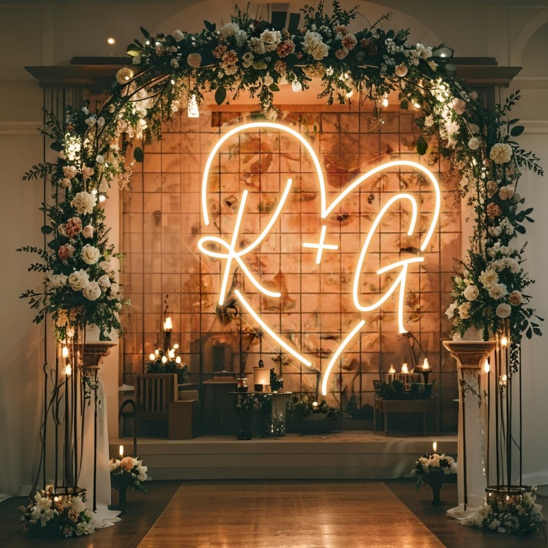 カスタムイニシャルハートLEDネオンサイン、結婚式パーティー - Neon Sign Custom Led のレビューと価格