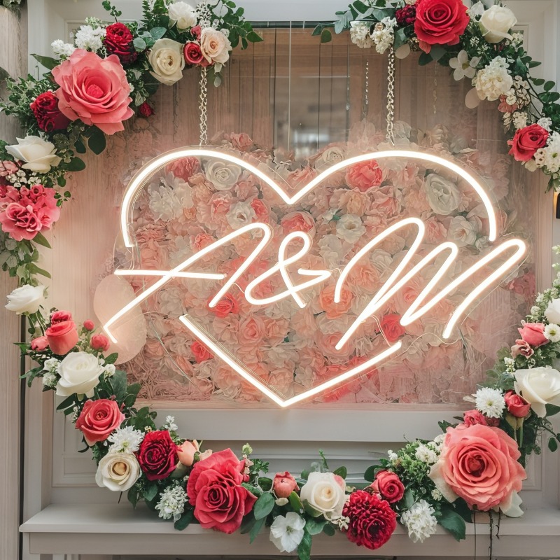 カスタムイニシャルハートLEDネオンサイン、結婚式パーティー - Neon Sign Custom Led のレビューと価格