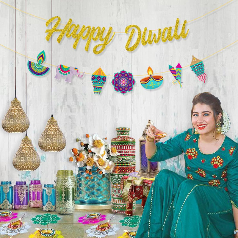 ディワリパーティーの飾り付け、ハッピーディワリゴールドグリッ - Lighting Decoration For Diwali のレビューと価格