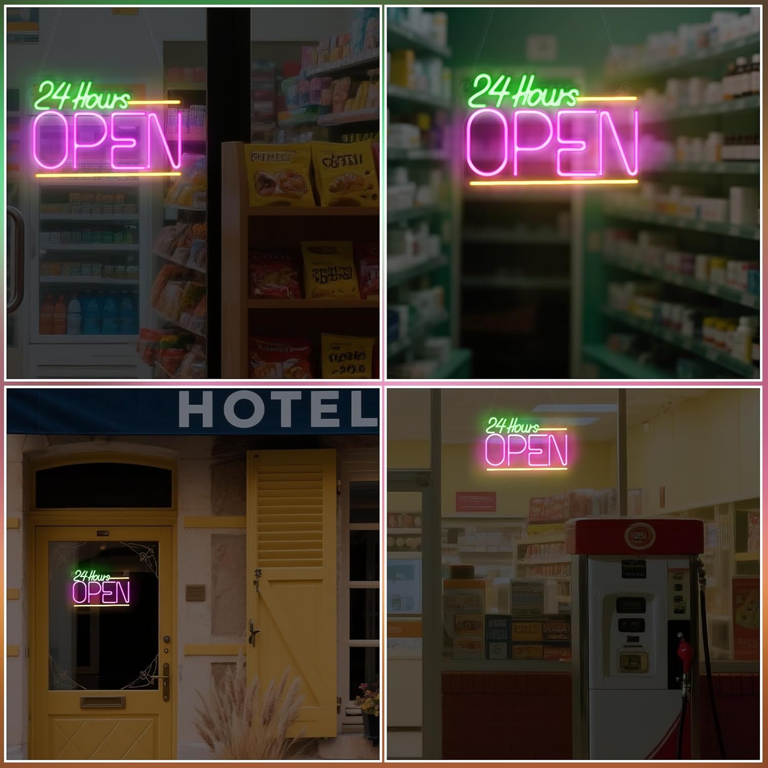 24時間営業 ネオンサイン USB LEDライト ビジネス  - Decor Lighting Opening Hours のレビューと価格