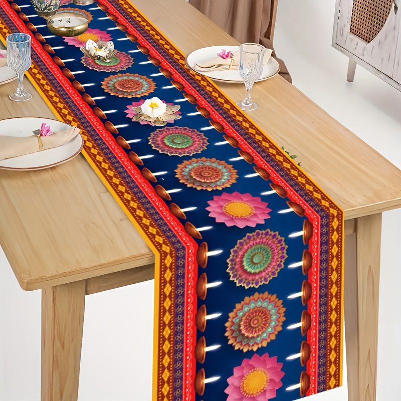 ハッピーディワリ ライトフェスティバル リネンテーブルランナ - Lighting Decoration For Diwali のレビューと価格