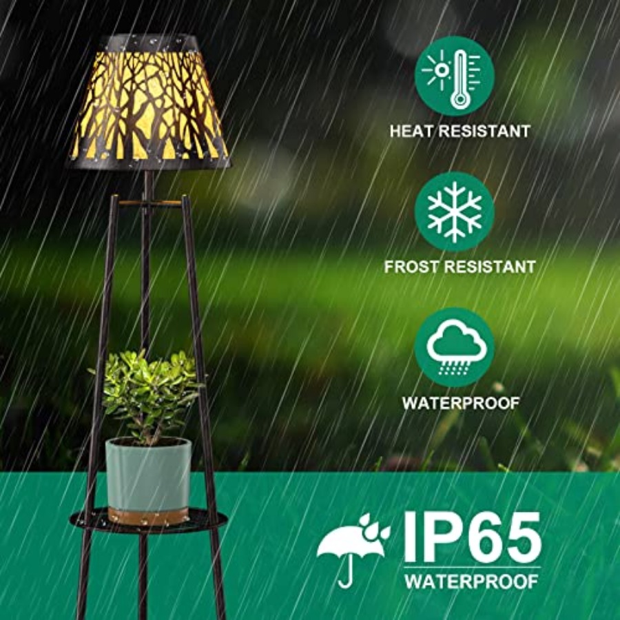 2パック屋外ソーラーフロアランプ、植物スタンド付き、防水メタ - Lighting Decoration Outdoor のレビューと価格
