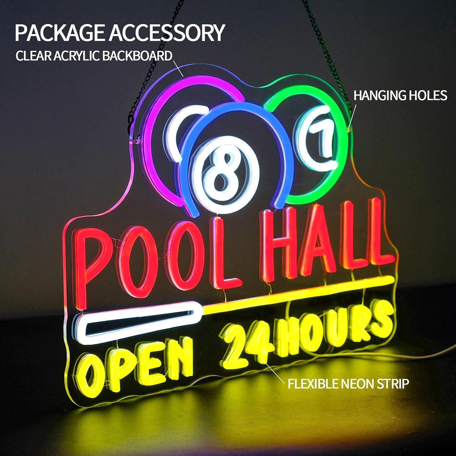プールホール24時間営業ネオンサイン USB調光式LEDネオ - Decor Lighting Opening Hours のレビューと価格