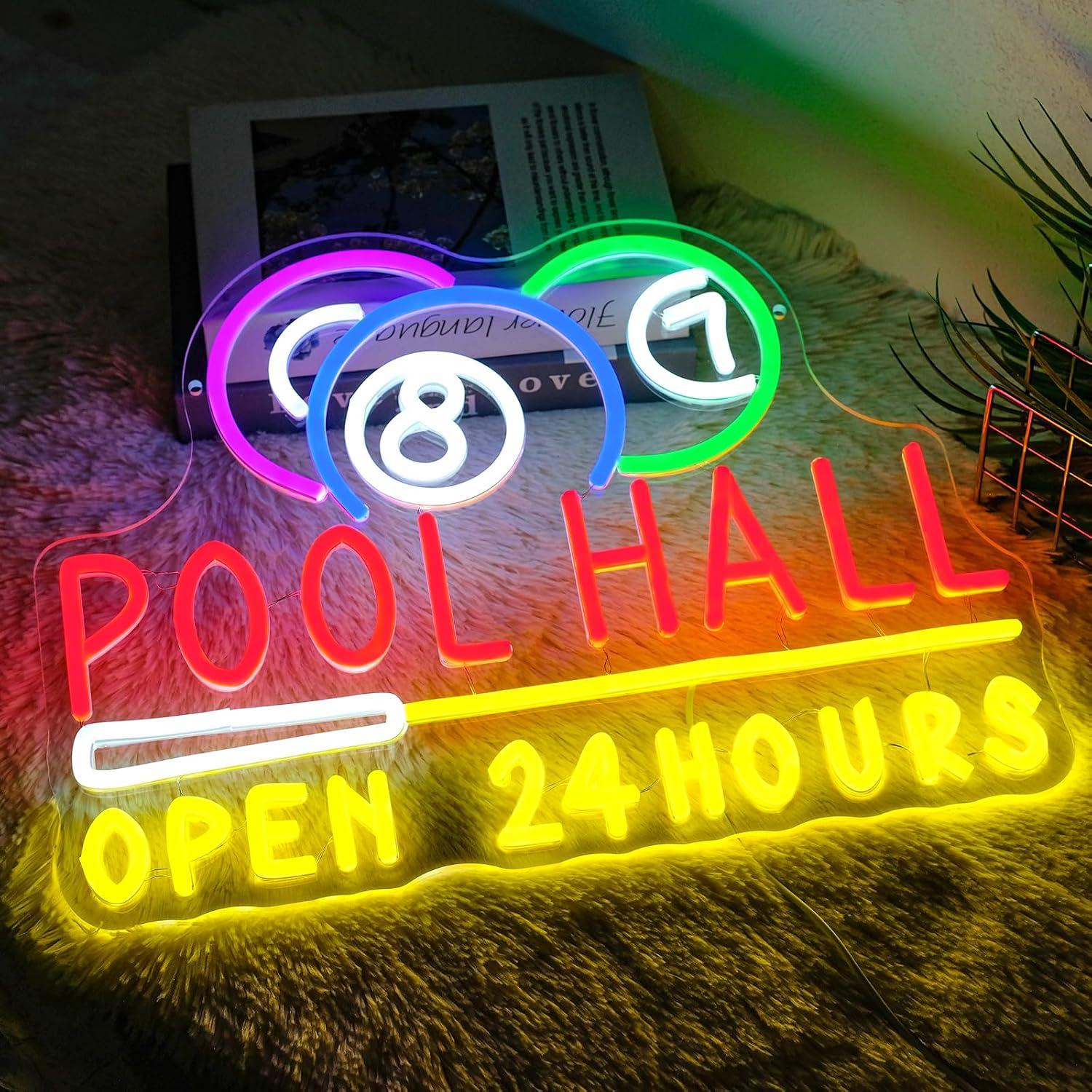 プールホール24時間営業ネオンサイン USB調光式LEDネオ - Decor Lighting Opening Hours のレビューと価格