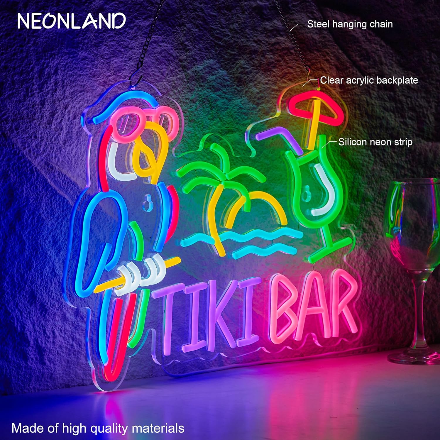ティキバーパロットパームツリーネオンサインビジネスアートウォ - Restaurant Lighting Decoration のレビューと価格