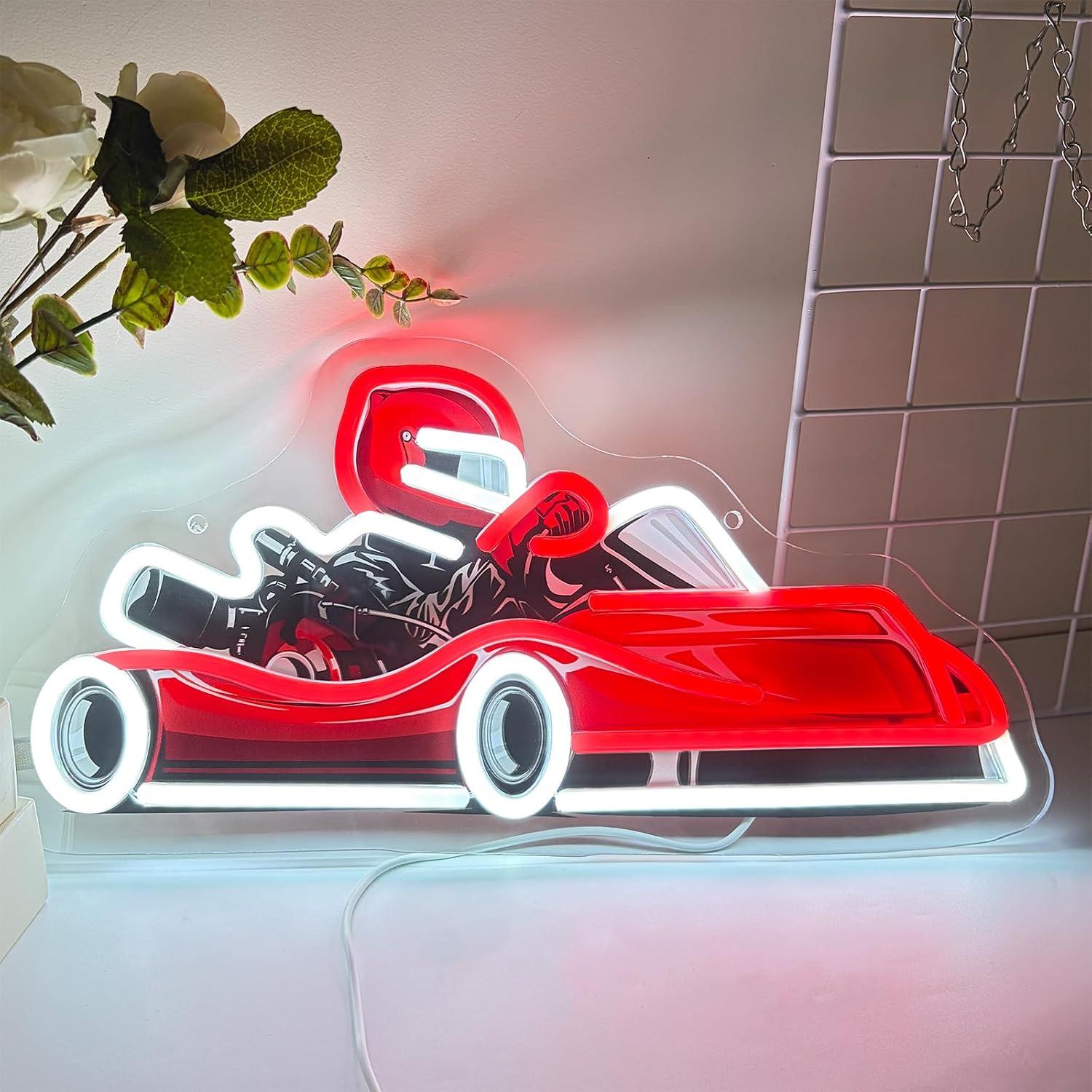 ゴーカートレーサーネオンサインUSB調光LEDライト、ガレー - Decor Kart Lighting のレビューと価格
