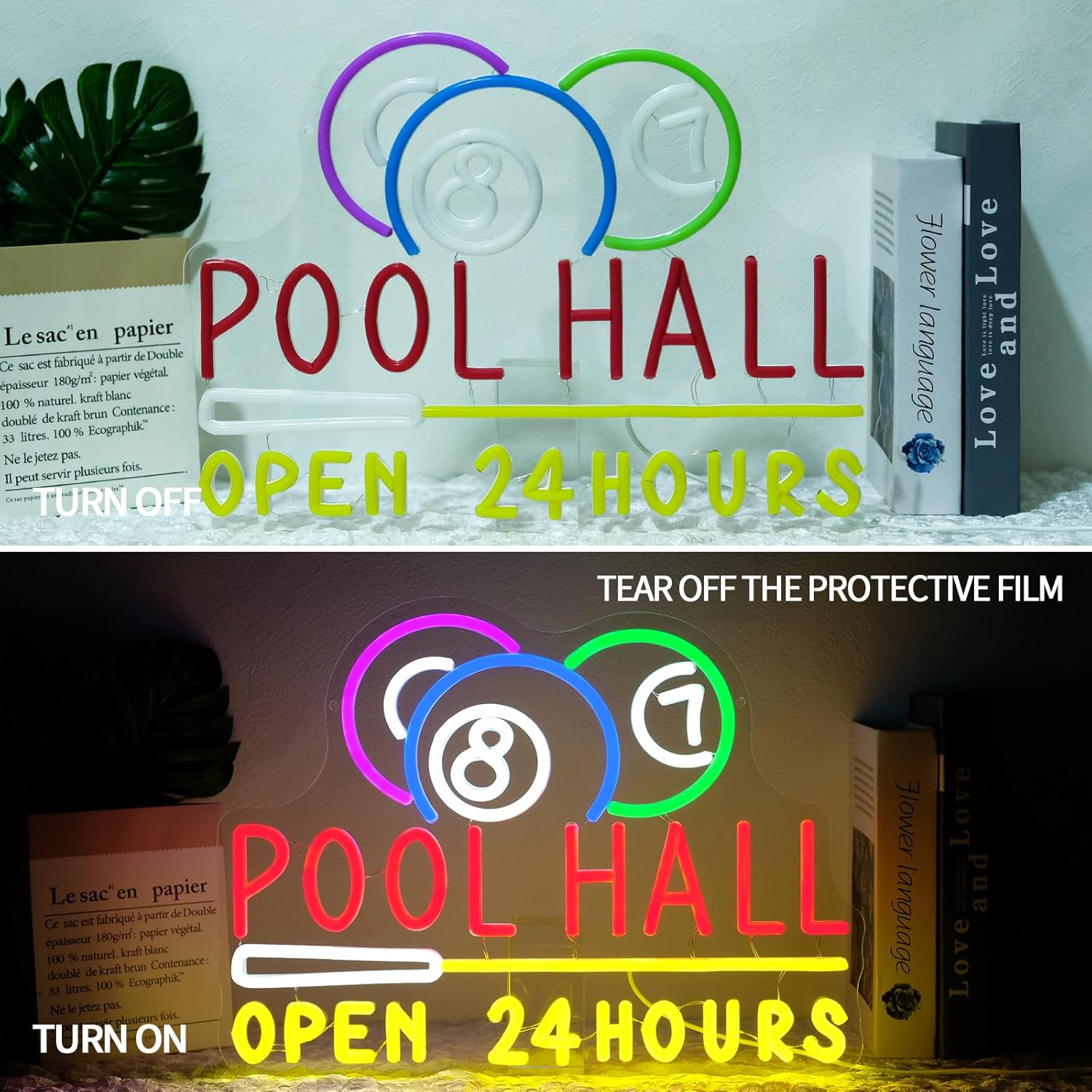 プールホール24時間営業ネオンサインUSB電源LEDライト、 - Decor Lighting Opening Hours のレビューと価格