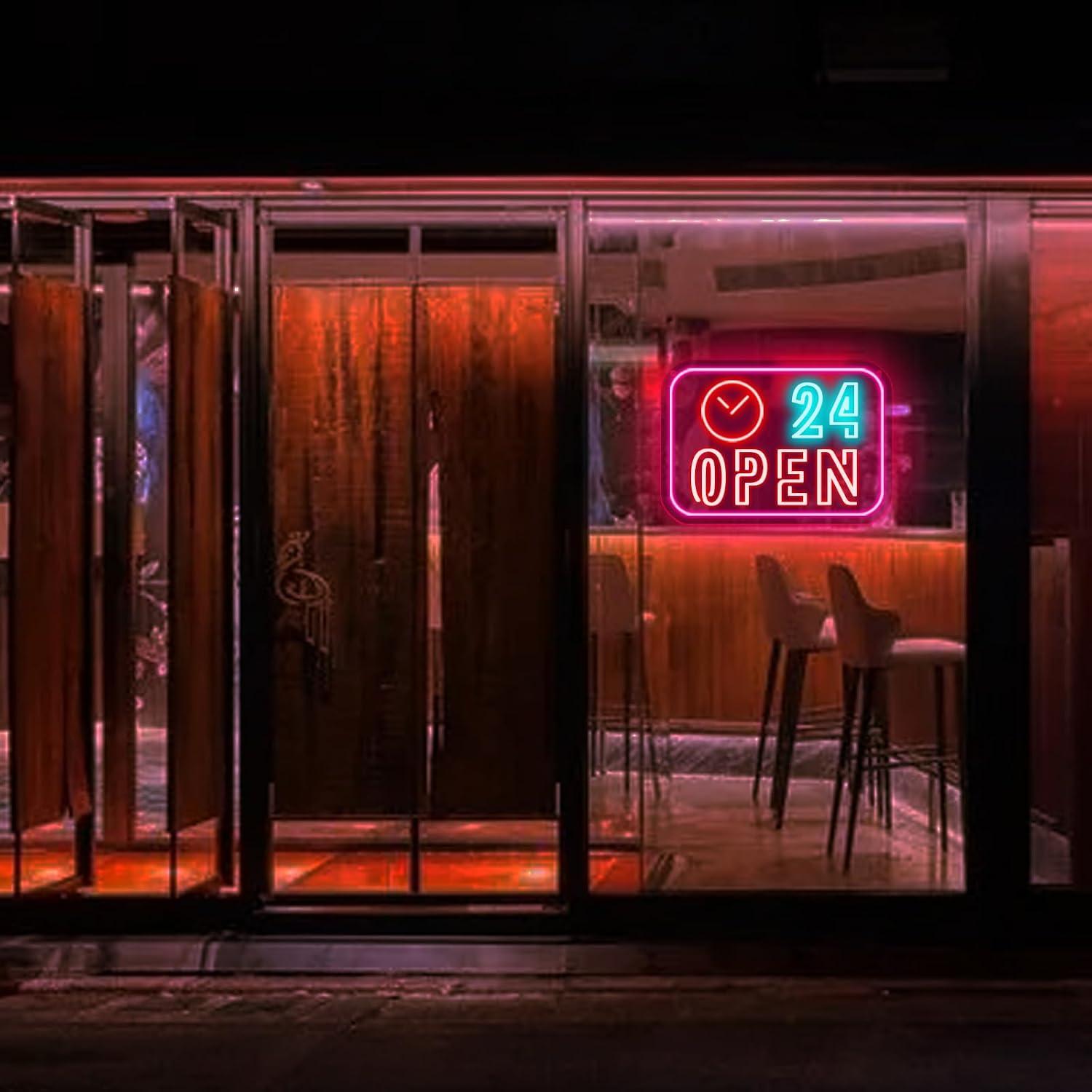 時計24時間オープンネオンサインUSB調光可能なLEDライト - Decor Lighting Opening Hours のレビューと価格