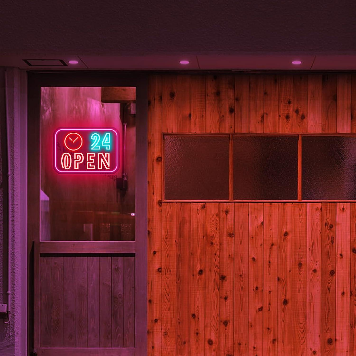 時計24時間オープンネオンサインUSB調光可能なLEDライト - Decor Lighting Opening Hours のレビューと価格