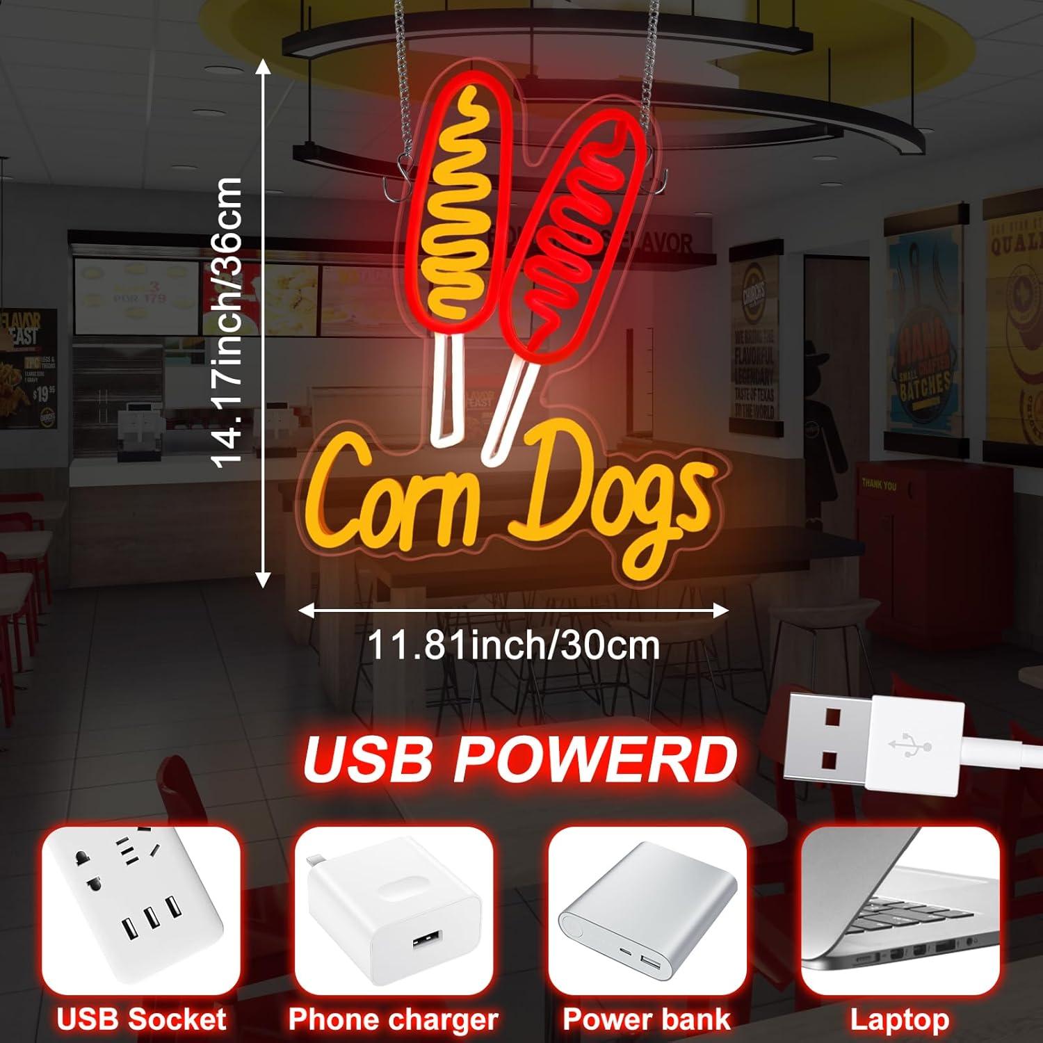 コーンドッグネオンサインスナックUSB調光LEDネオンライト - Restaurant Lighting Decoration のレビューと価格