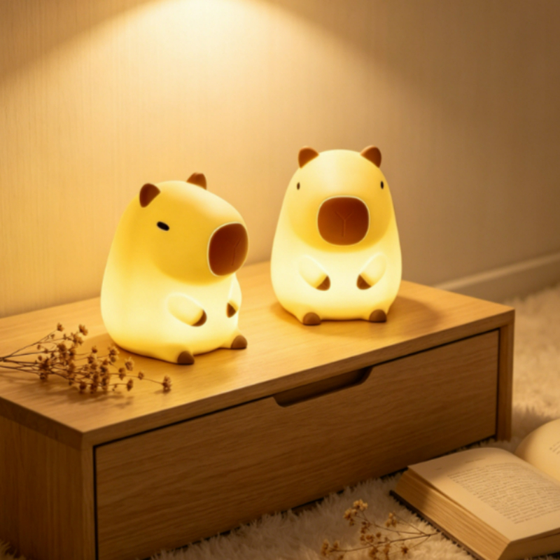 かわいいペットカピバラナイトライト漫画シリコン製クリエイティ - Lighting Room Decor Items のレビューと価格
