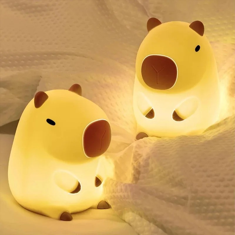かわいいペットカピバラナイトライト漫画シリコン製クリエイティ - Lighting Room Decor Items のレビューと価格