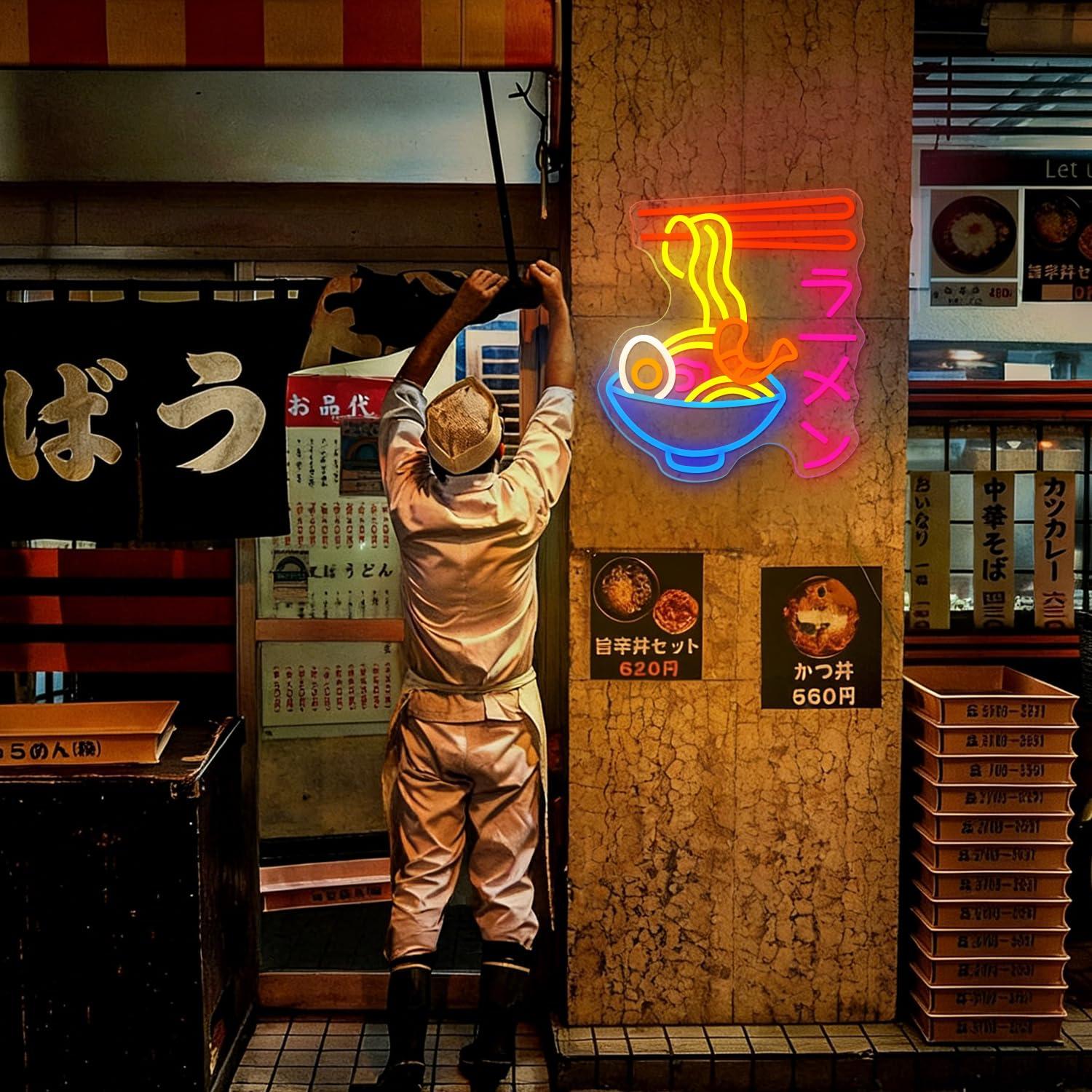 ラーメンネオンサイン、日本の麺鉢LEDネオンライト、ラーメン - Restaurant Lighting Decoration のレビューと価格